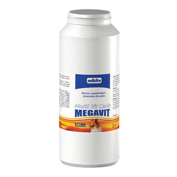 Mikita Multi Vit Canis megavit, karma uzupełniająca mineralna dla psów, tabletki, 400 szt.