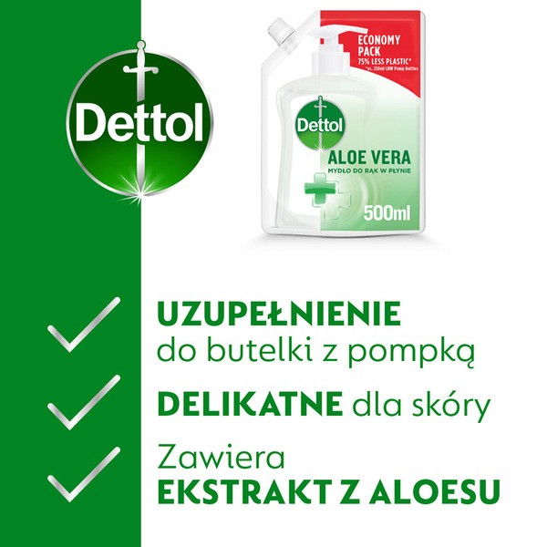 Dettol, antybakteryjne mydło w płynie nawilżające, 500 ml uzupełnienie