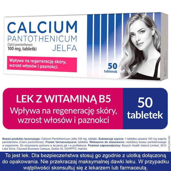 Calcium pantothenicum Jelfa, 100 mg tabletki, 50 szt.