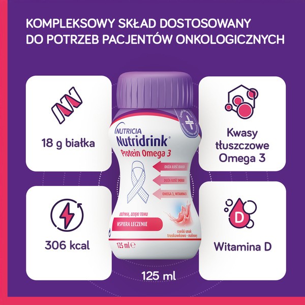 Nutridrink Protein Omega 3, płyn rześki smak mango-brzoskwinia, 4 x 125 ml
