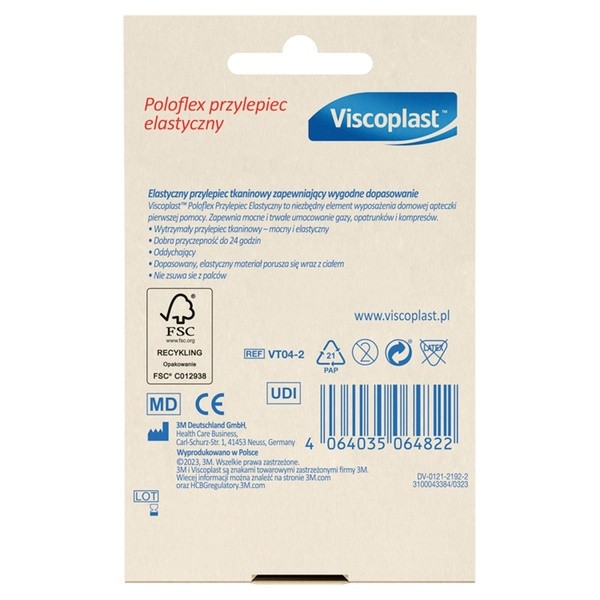 Viscoplast Poloflex, tkaninowy przylepiec elastyczny, 4,2 m x 25 mm, 1 rolka