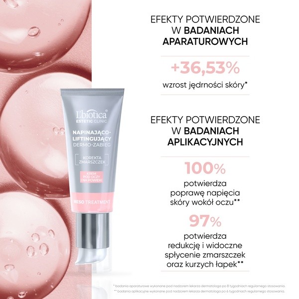 L`Biotica Estetic Clinic, napinająco - liftingujący krem pod oczy i na powieki, 15 ml