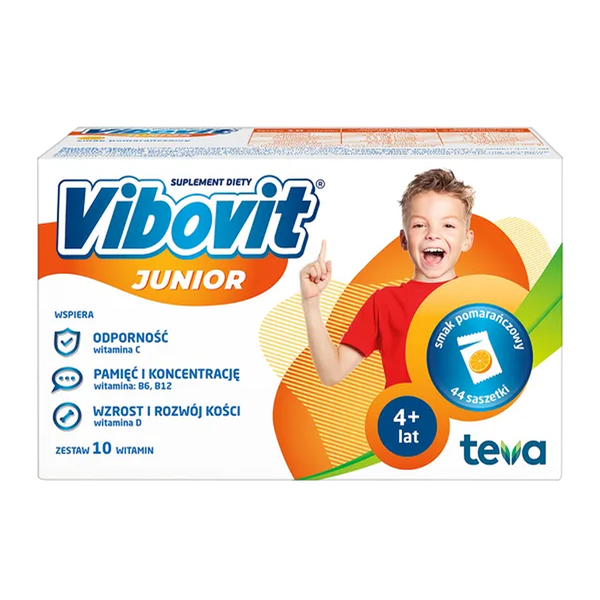 Vibovit Junior o smaku pomarańczowym, proszek, 2 g, 44 saszetek