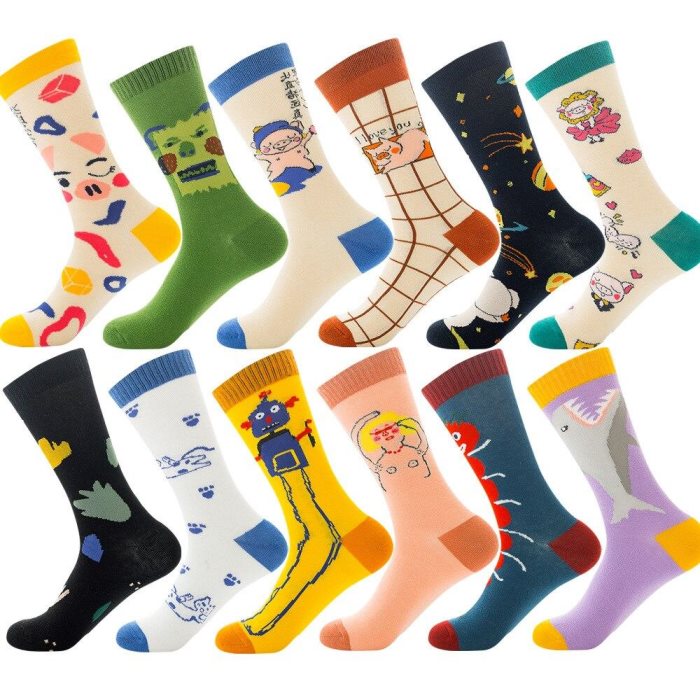 Funny Men Women Long Socks Kawaii Cute Planet Animal fish pig robot Fun Sox Novelty CHRISTMAS Wedding Gift Socks