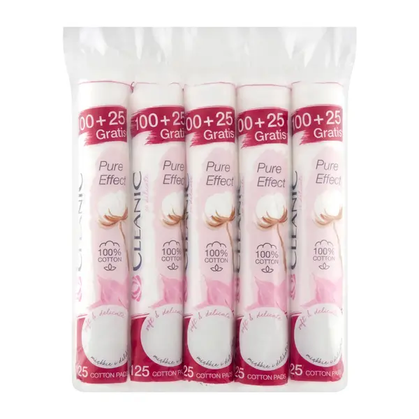 Cleanic Pure Effect, płatki kosmetyczne, 5 x 125 szt.
