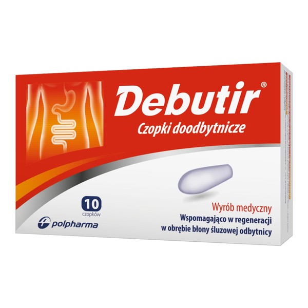 Debutir, czopki doodbytnicze, 10 szt.