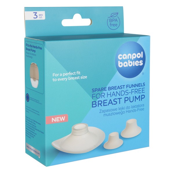 Canpol Babies, zapasowe lejki silikonowe do laktatora muszlowego Hands-Free, 3 szt.