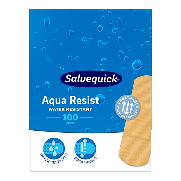 Salvequick Aqua Resist, wodoodporne plastry, duże (25 mm x 72 mm), 100 szt.