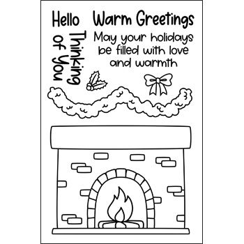 Cozy Fireplace Clear Stamp Set 8 Stamps