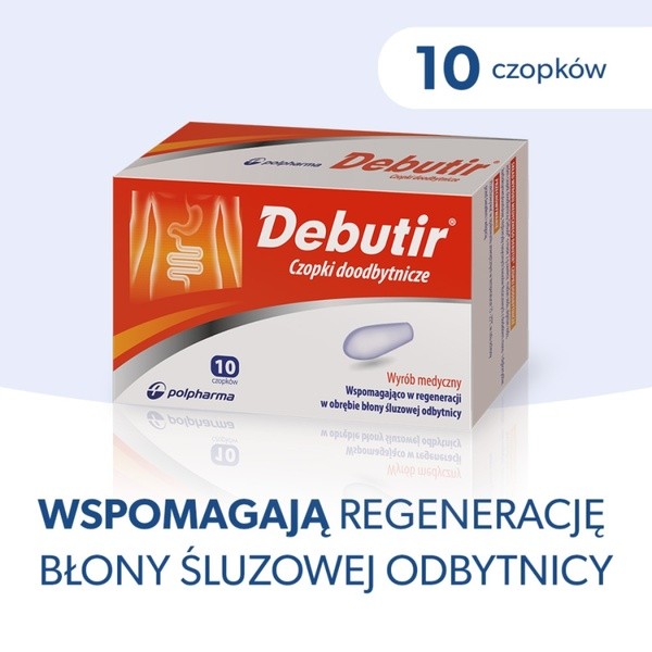 Debutir, czopki doodbytnicze, 10 szt.