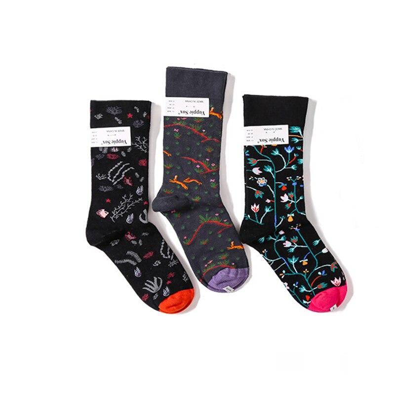 Modne długie skarpetki z nadrukiem, męskie, damskie, bawełniane, Harajuku, z okrągłym dekoltem, unisex, zabawne skarpetki, streetwear, jesienne, calcetines, hombre