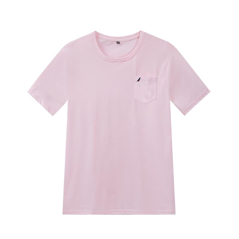 2020 Summer New Solid Color Smart Casual Embroidery T Shirt Men Short Sleeve 100% Cotton O Neck Plain Tshirt High Quality Tees