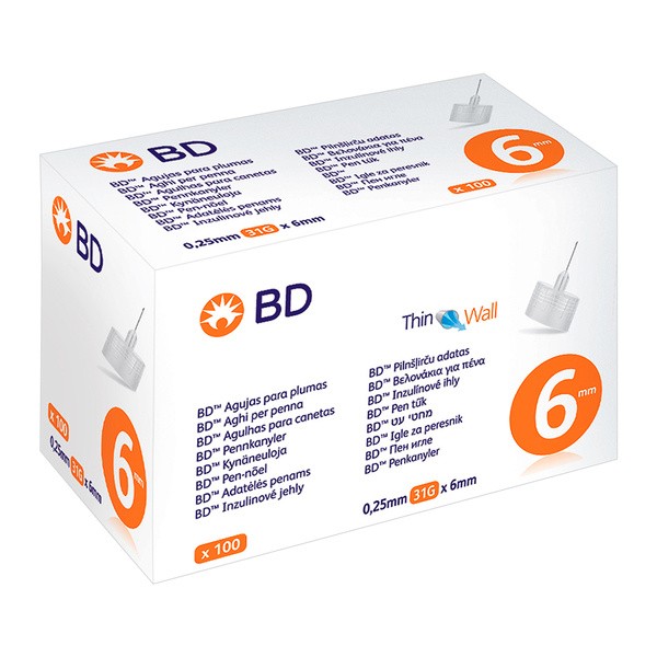 BD, igły do wstrzykiwaczy, 31G x 6mm, 100 szt.
