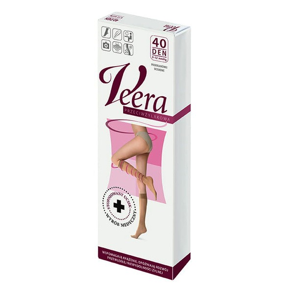 Veera, podkolanówki przeciwżylakowe, 40 DEN, kolor grafitowy, rozmiar 1/2