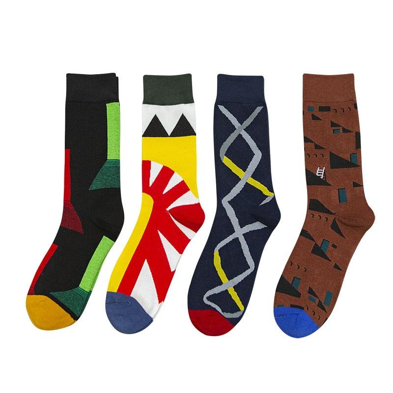 Unisex Happy Socks Men Crew Socks Funny Art BritishStyle Streetwear Hip Hop Designer Crew Socks Gift Box 1 Pair EU 41 46 Meias