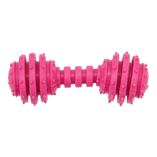 Pet Nova Dental Hantel, zabawka dla psa z gumy termoplastycznej, aromat miętowy, 12 cm, różowy, 1 szt.