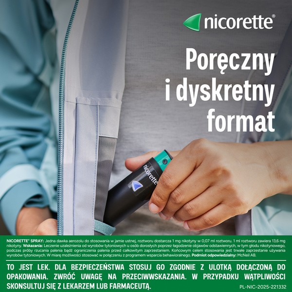 Nicorette Cool Berry, 13,6 mg/ml, aerozol do stosowania w jamie ustnej, 150 dawek