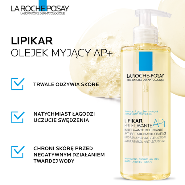 La Roche-Posay Lipikar Oil AP+ Olejek Myjący Uzupełniający Poziom Lipidów, 400 ml