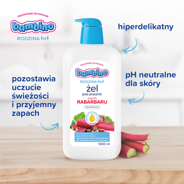 Bambino Rodzina, żel pod prysznic o zapachu rabarbaru, 1000 ml