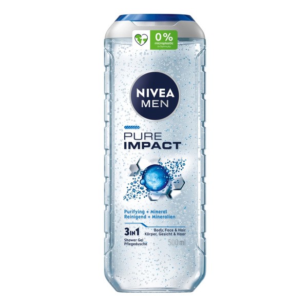 Nivea Men Pure Impact, żel pod prysznic dla mężczyzn, 500 ml