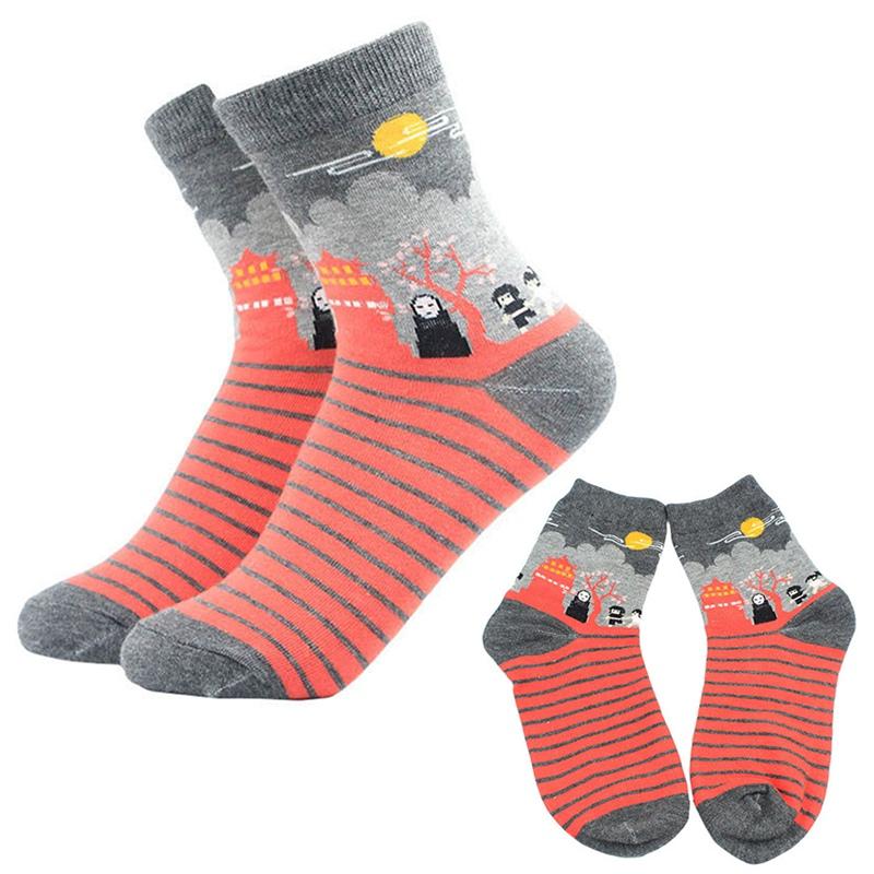 Women Fashion 2018 New Arrive Cute Cartoon Miyazaki Anime Women Socks Harajuku Character Totoro Stripes Funny Crew Socks