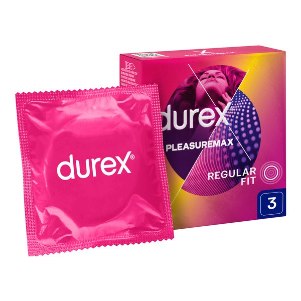 Durex Pleasuremax, prezerwatywy ze środkiem nawilżającym, 3 szt.