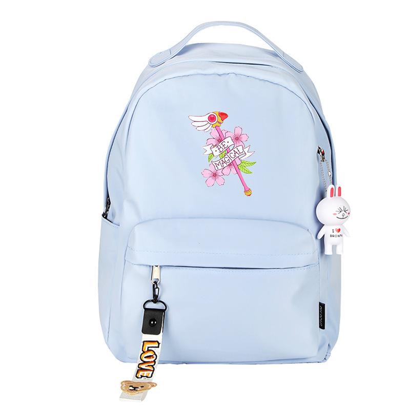 Card Captor SAKURA WOMEN Søt ryggsekk Rosa bokveske Vanntett reisesekk Tryllestav skolesekker for tenåringsjenter Rugzak