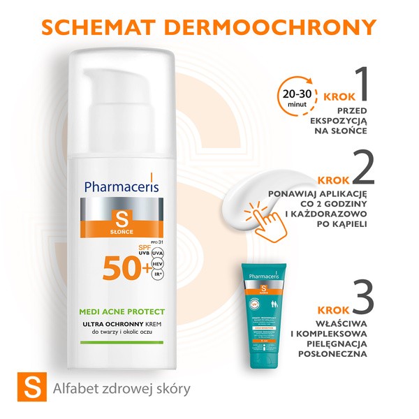 Pharmaceris S Medi Acne Protect, ultra ochronny krem do twarzy i okolic oczu SPF 50+, 50 ml