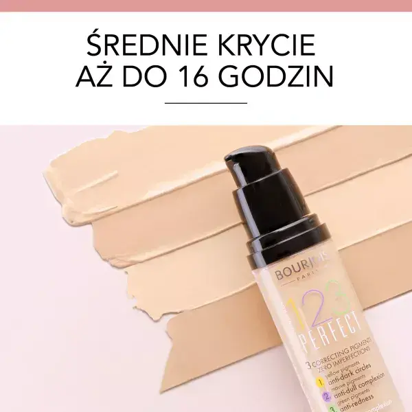 Bourjois 1, 2, 3 Perfect, podkład do twarzy o średnim kryciu, 52 Vanilla, 30 ml