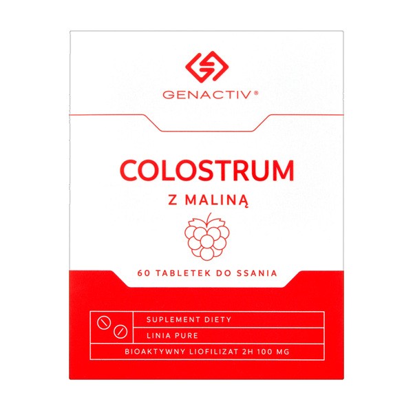 Genactiv Colostrum z maliną, tabletki do ssania, 60 szt.