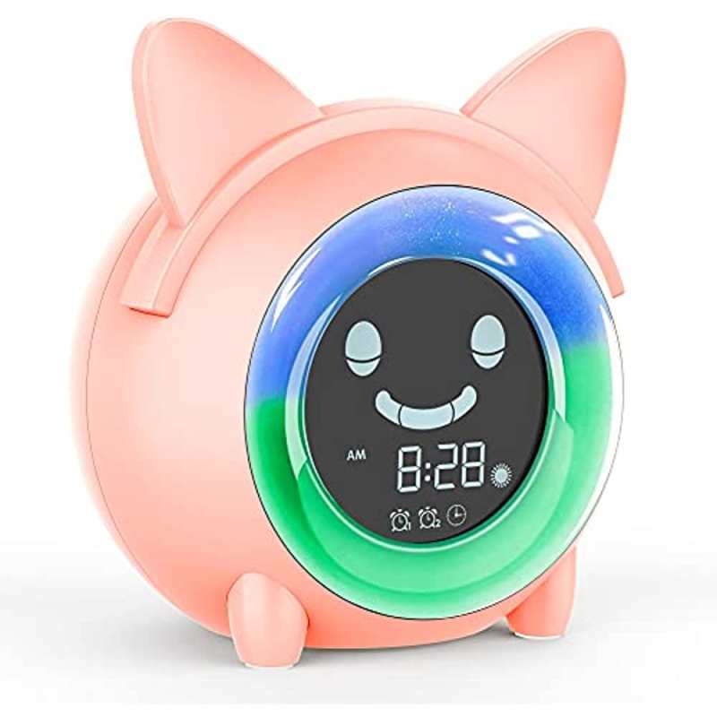Kinderwekker, Wisoee slaaptrainingswekker voor peuters, 'Oké om wakker te worden'-wekker met nachtlampje, geluidsmachine, dutjestimer, dubbele wekker voor de slaapkamer van meisjes en jongens