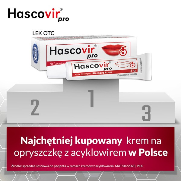 Hascovir pro, 50 mg/g, krem, 5 g