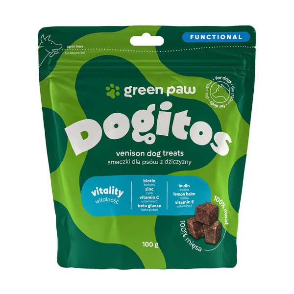 Green Paw Dogitos Vitality, smaczki z dziczyzny dla psów, 100 g