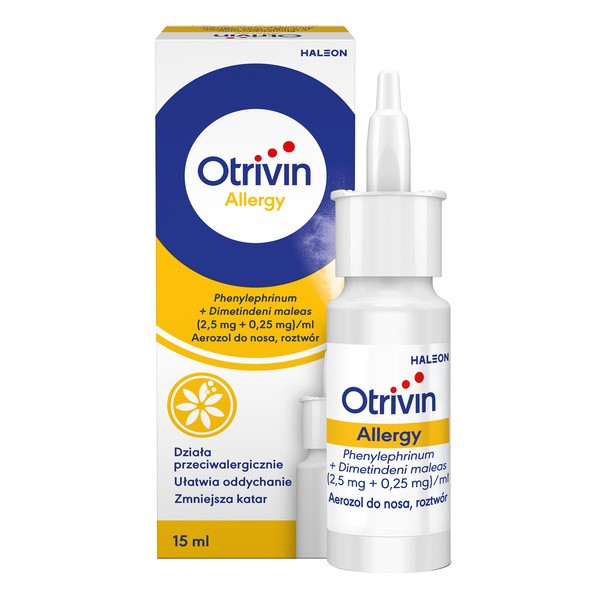 Zestaw 2x Otrivin Allergy, 2,5mg+0,25mg/ml, aerozol do nosa, 15 ml