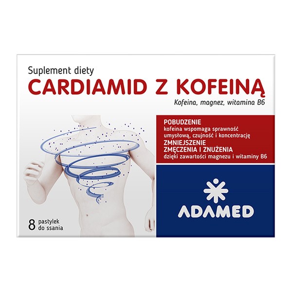 Cardiamid z kofeiną, pastylki do ssania, smak cytrusowy, 8 szt.