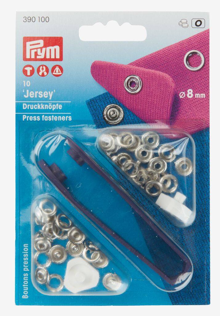 Trykknapper med påsyet 8mm 10 stk/pakke sølv