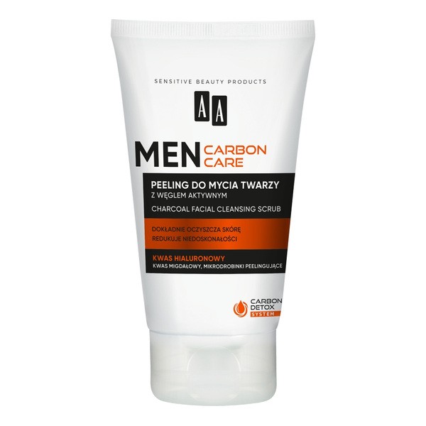 AA Men Carbon Care, peeling do mycia twarzy z węglem, 150 ml
