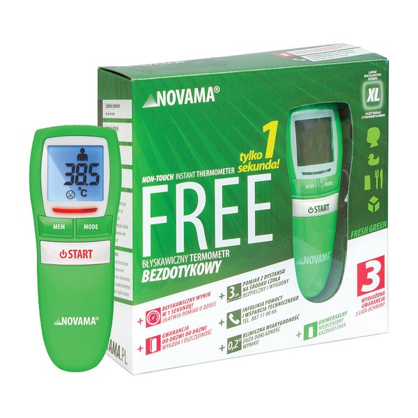 Termometr Novama Free, NT17, bezdotykowy, zielony, 1 szt.