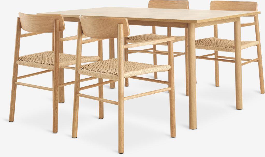 ALSTED ISLEV ALSTED L160 egetræsbord 4 ISLEV stol med egetræsarmlæn