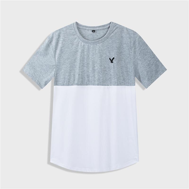 2020 Summer Short Sleeve T shirt Men Fashion Colorblock Smart Casual 100% Cotton Tshirt O Neck Embroidery Tee Tops Soft Clothing