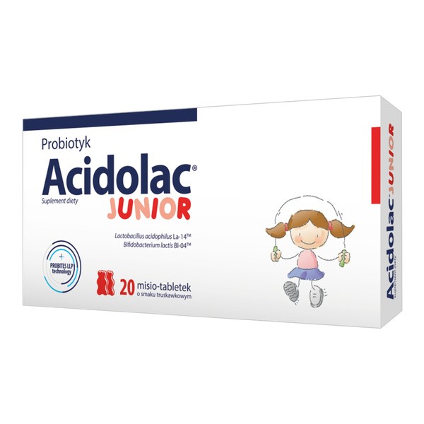 Acidolac Junior, misio-tabletki, smaku truskawkowy, 20szt.