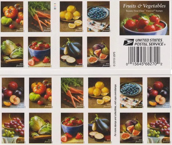 (2020) USPS Fruits & Vegetables Forever Stamps