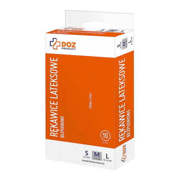 DOZ PRODUCT Rękawice lateksowe, bezpudrowe, rozmiar M, 10 szt.