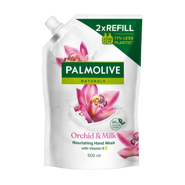 Palmolive, Naturalns, Milk & Orchid, mydło w płynie, uzupełnienie, 500 ml