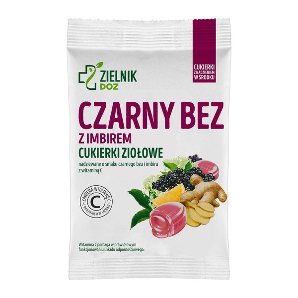 ZIELNIK DOZ Czarny bez z imbirem, cukierki ziołowe, 60 g