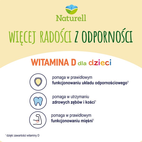Naturell Witamina D dla dzieci, tabletki do rozgryzania i żucia, 60 szt.
