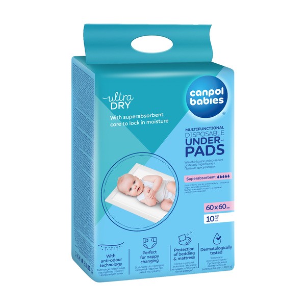 Canpol Babies, wielofunkcyjne podkłady higieniczne, 60 cm x 60 cm, 10 szt.