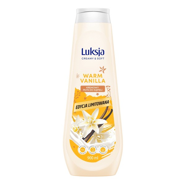 Luksja Creamy & Soft, kremowy płyn do kąpieli o zapachu otulającej wanilii, 900 ml