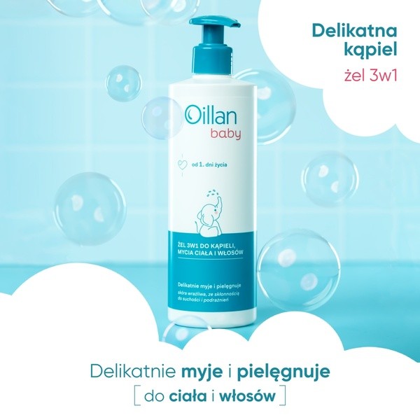 Oillan Baby, żel do mycia ciała i włosów 3 w 1, 400 ml