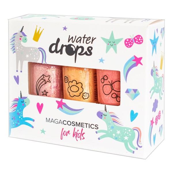 Maga Cosmetics, zestaw lakierów wodnych dla dzieci, Piaskowa księżniczka, 3 x 6 ml